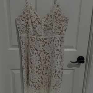 Lulus white lace women's midi dress